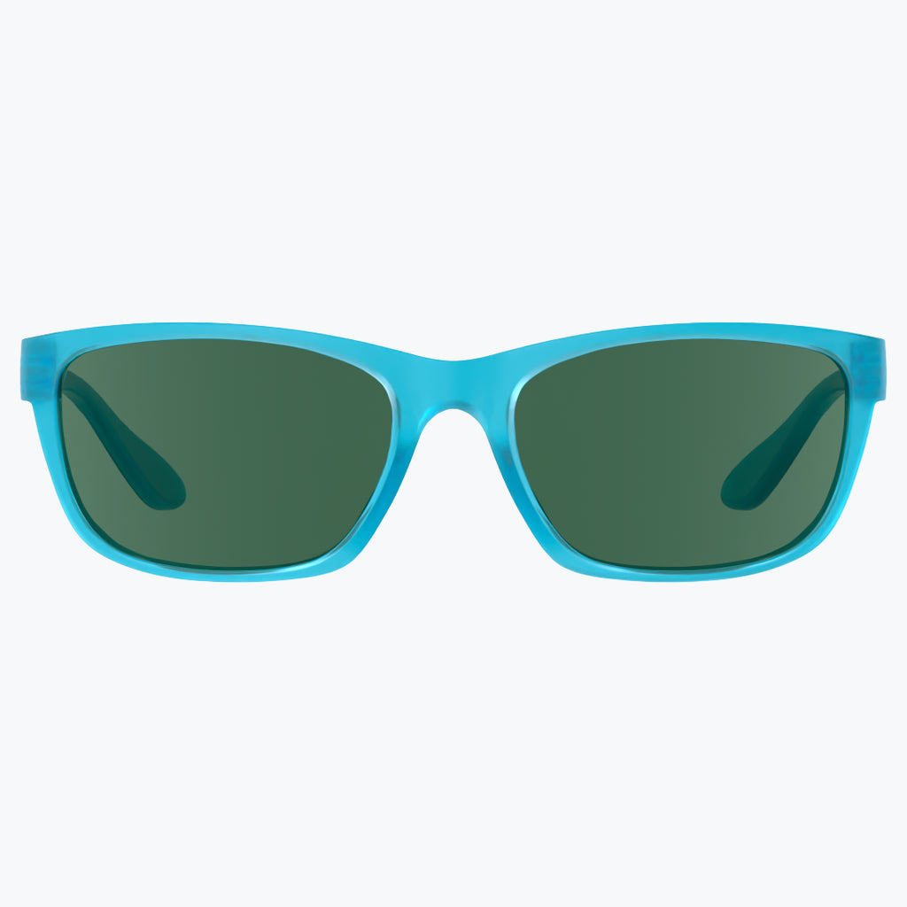 Azure Blue Sunglasses With Green Tint