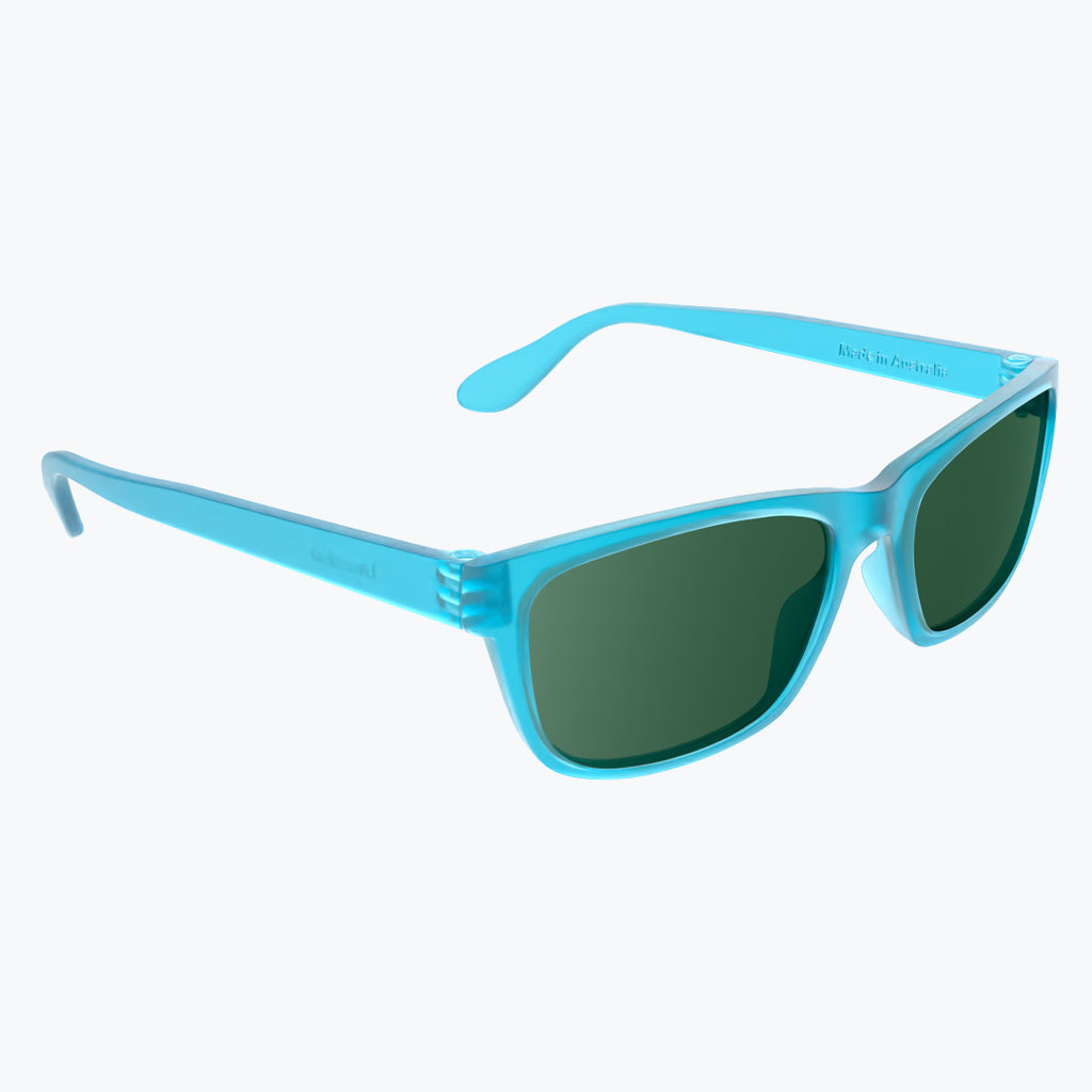 Azure Blue Sunglasses With Green Tint