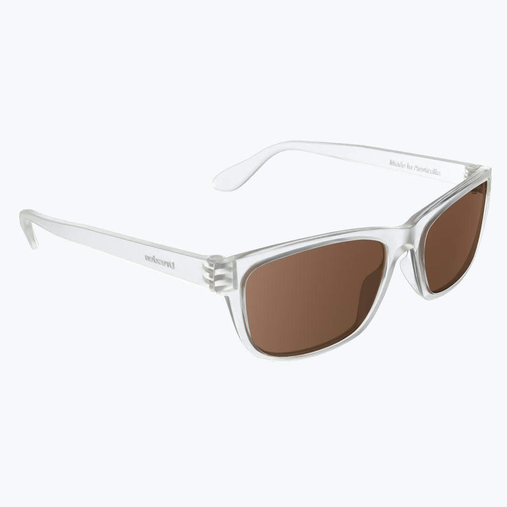 Clear Frost Sunglasses With Brown Tint