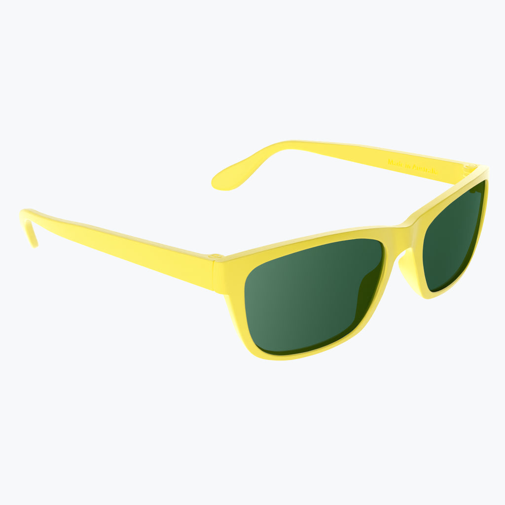 Daffodil Yellow Sunglasses With Green Tint