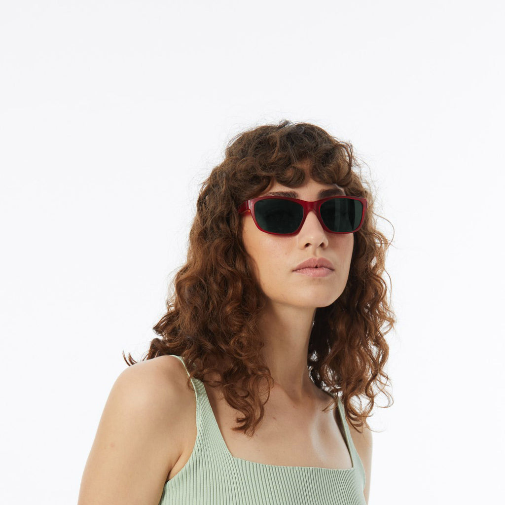 Raspberry Cordial Sunglasses With Green Tint