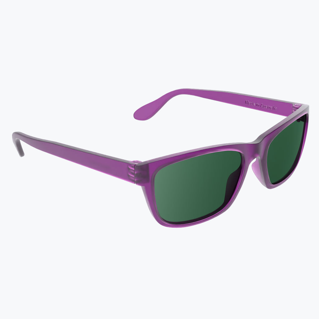 Royal Purple Sunglasses With Green Tint